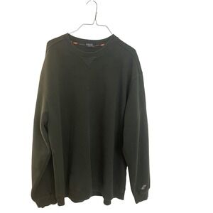 IZOD PerformX Mens XL Hunter‎ Green Waffle Knit Fleece Lined Crewneck Sweatshirt